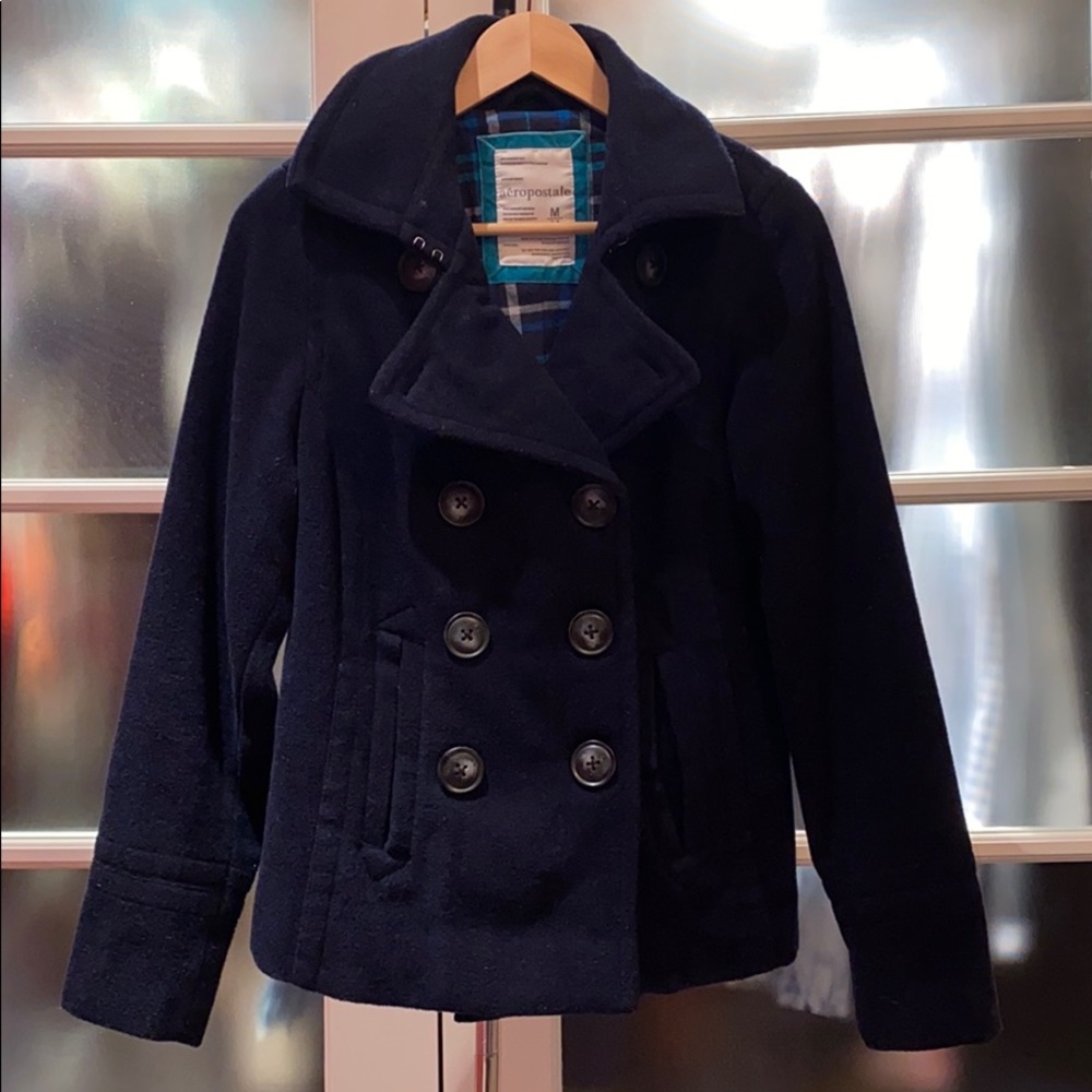 Navy blue wool pea coat